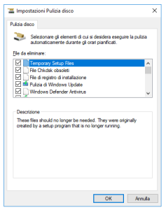 Velocizzare Windows 10 eliminando file temporanei con Pulizia Disco
